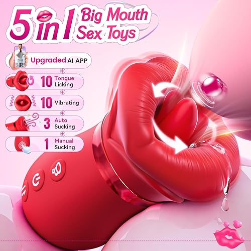 Miniatura 2 de Vibrador de juguete sexual para adultos para mujeres – Sovokn 5 en 1 vibrador de succión bucal rosa juguete sexual 10 lamiendo la lengua, 3 juguetes
