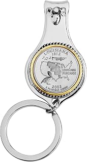 US 2002 Louisiana State Quarter BU Uncirculated Coin Key Ring Bottle Opener Nail File & Cutter Clipper NEW