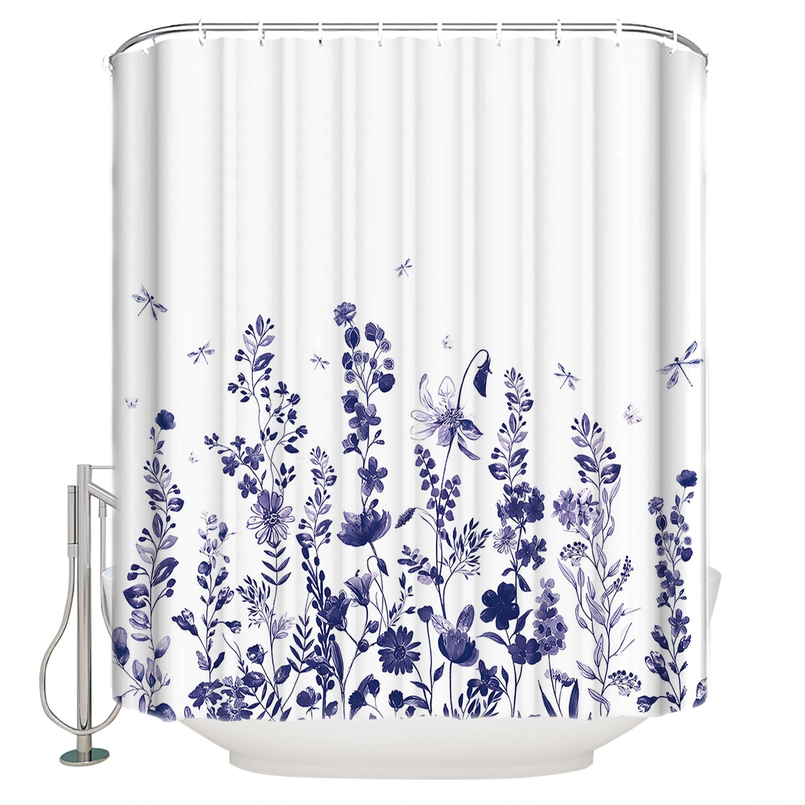 LilyCat Cortina De Ducha Bohemia De Tela Blanca, 72 X 84 Pulgadas, Plisada, Floral, Con Borlas, Bonita Cortina De Ducha Rústica Vintage Para Baño, Juego De Cortina De Ducha De Tela