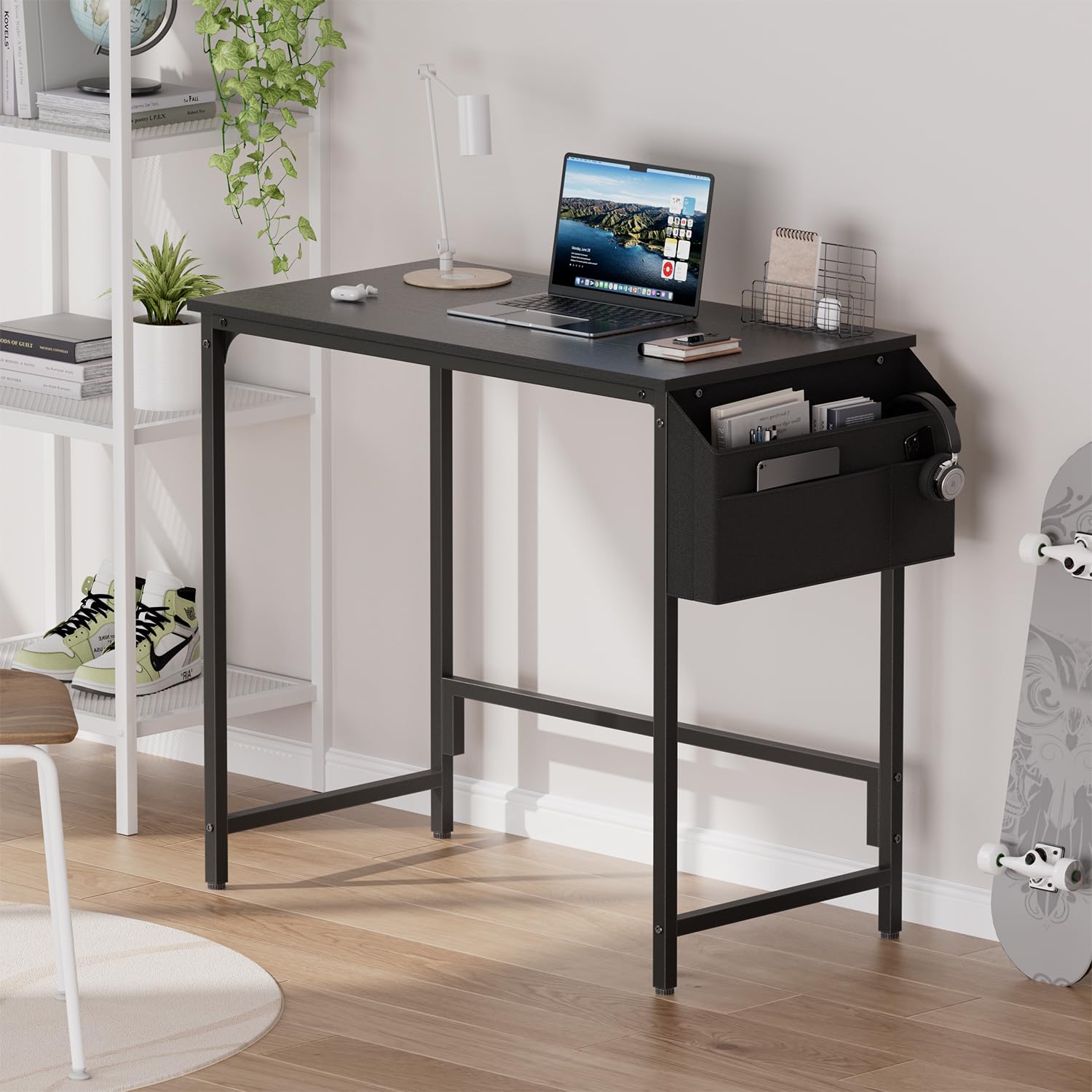 HLFURNIEU Petit Bureau Informatique, 80 x 40 cm, Noir