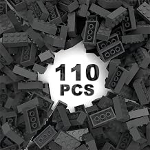 Classic Building Bricks 2x4, Compatible with LEGO Parts and Pieces 3001, 110 Pieces, Bulk Building Blocks, Creative Building Blocks for Ages 6 and Up, Boys and Girls, Bulk Enthusiasts Dark Gray