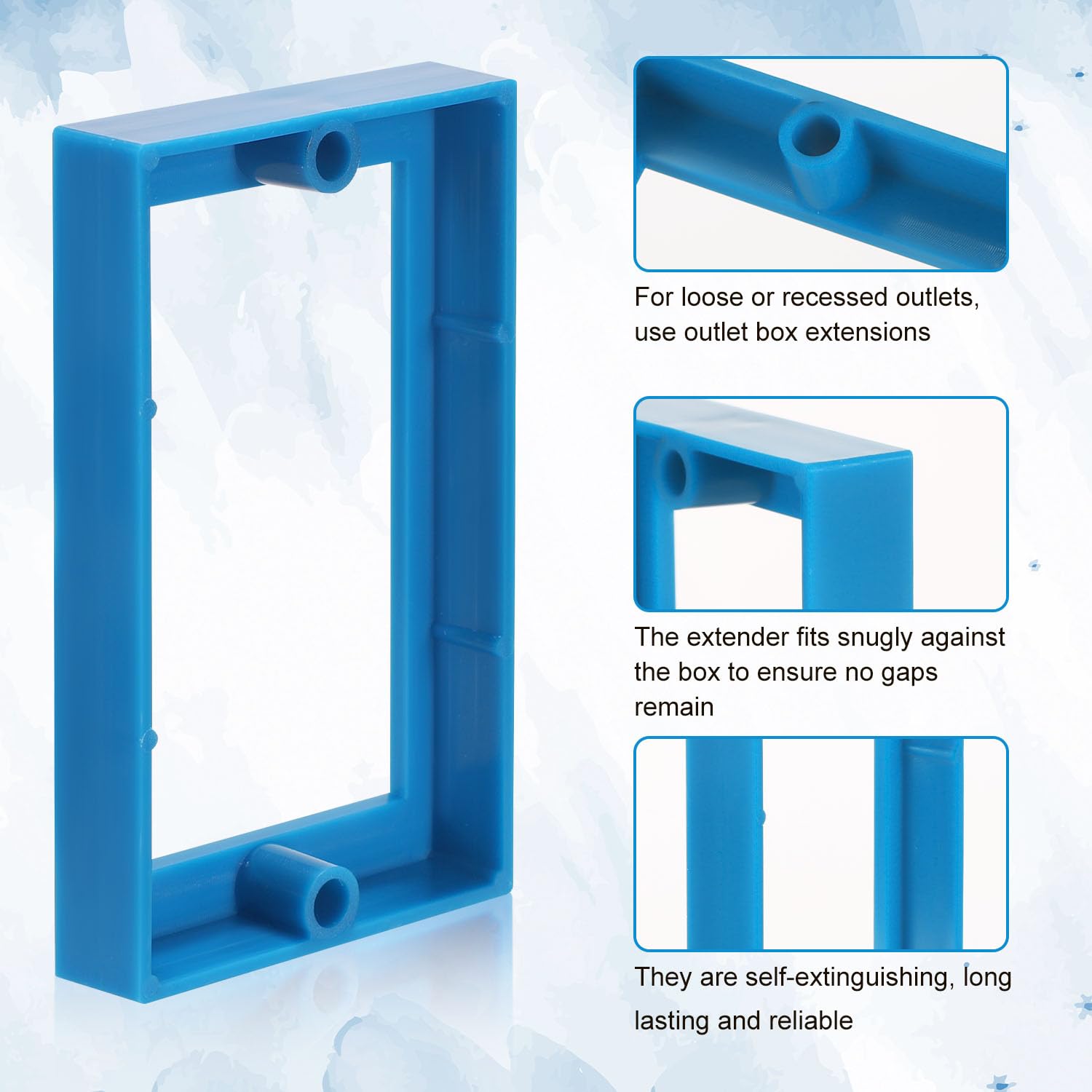 NQEUEPN 6pcs 1/2"" Single Gang Receptacle Outlet Box Extenders, Electric Outlet Extender Box with 12 Screws Receptacle Extender for Electric Box and Electric Outlet Switches (Blue), M