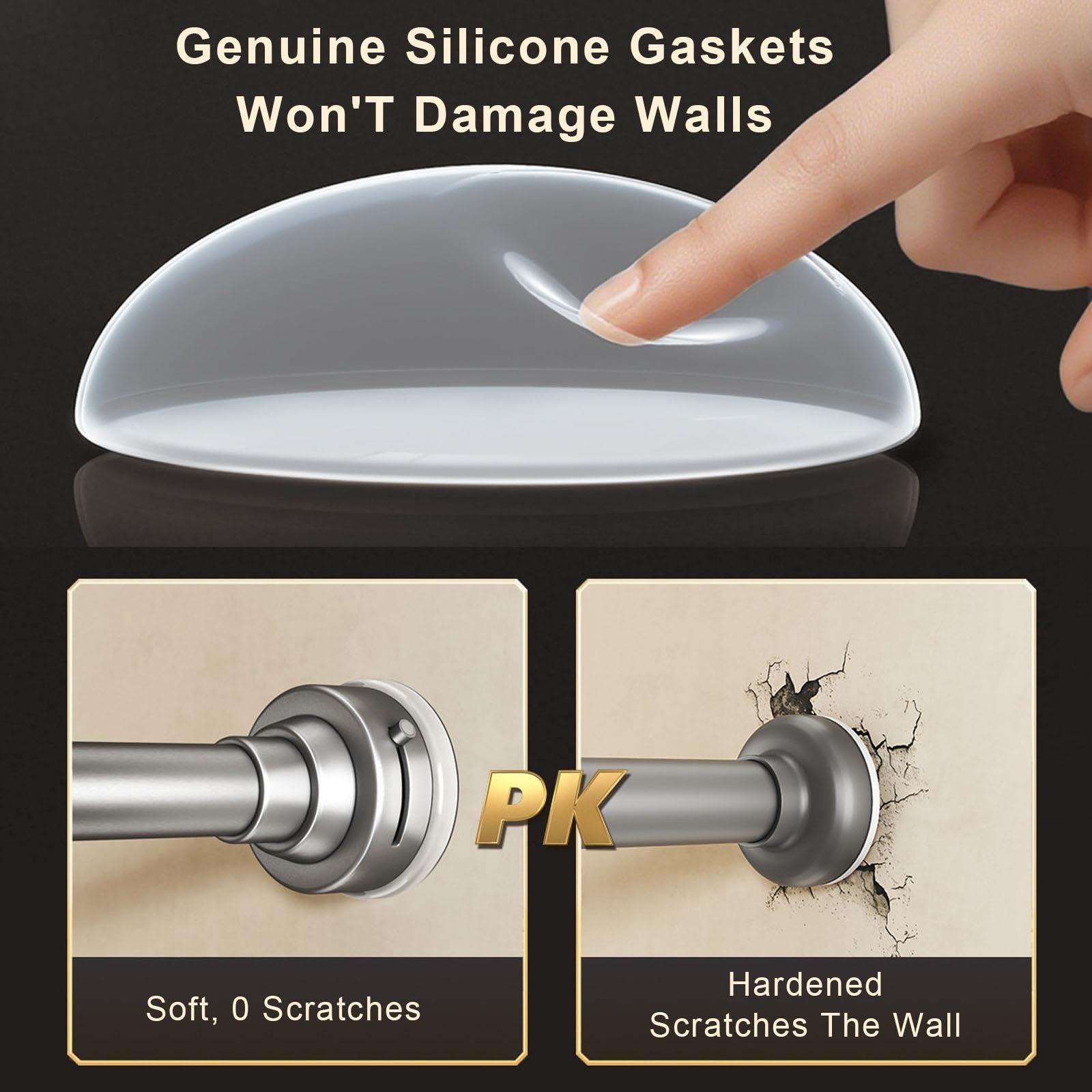 Tringle à Rideaux, Ventouse Puissante, Coussinets Silicone Anti Rayures