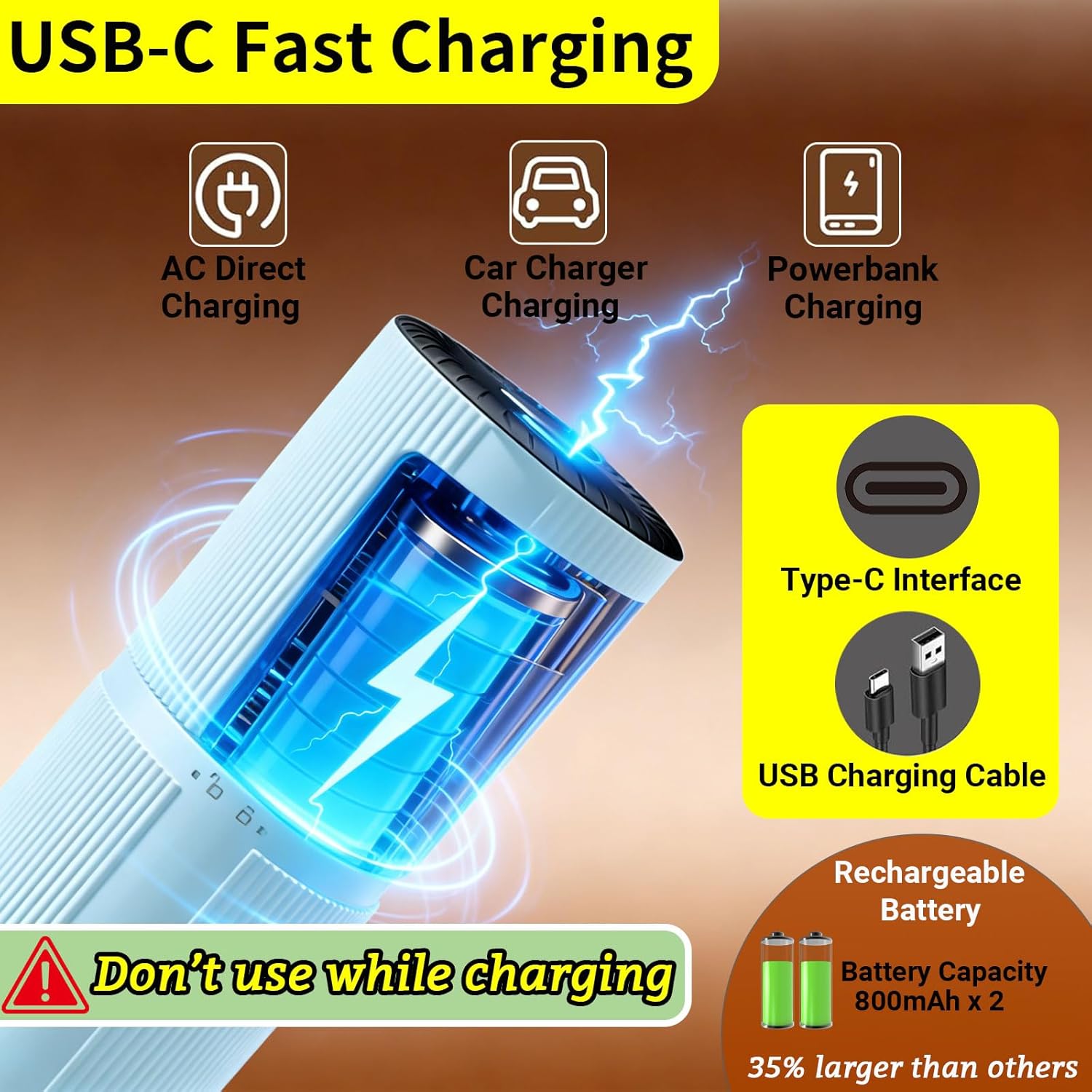 Portable Electric Conical Burr Coffee Grinder, USB-C Rechargeable Cordless Handheld, Adjustable Settings & Auto-Stop, Metal Shell for Travel, Camping, Home Espresso & French Press - Black