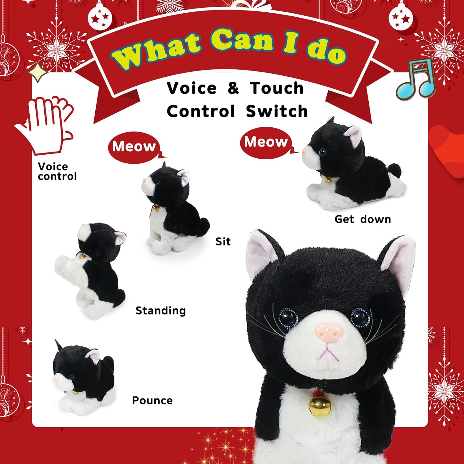 Interactive Plush Toys, Stuffed Toy, Stuffed Animal Toy, Walking Toys, Interactive Sound Control Electronic Cats Robot Pets Gift for Children
