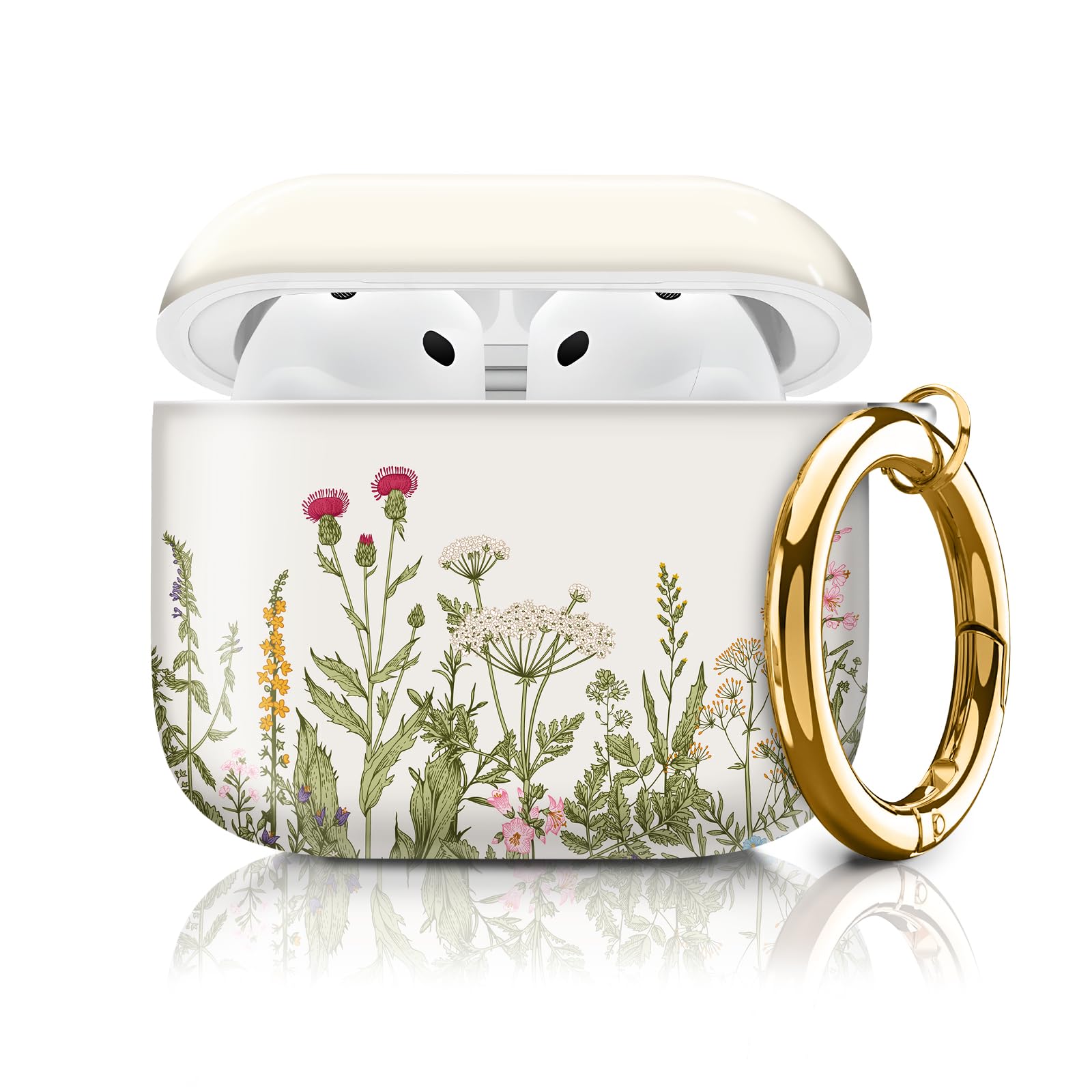 Cute Case Cover Compatible with AirPods 4th Generation 2024, Shockproof for Women & Girls with Cute Golden Round Buckle – Protective, Anti-Drop Design