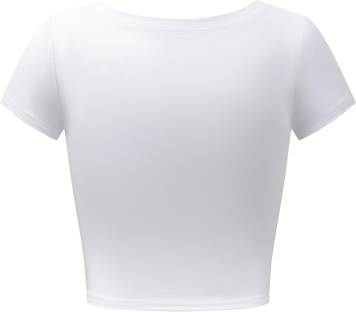 OThread & Co. Women's Short Sleeve Scoop Neck Crop Top Basic Comfy Ribbed Knit Tee - Image 5