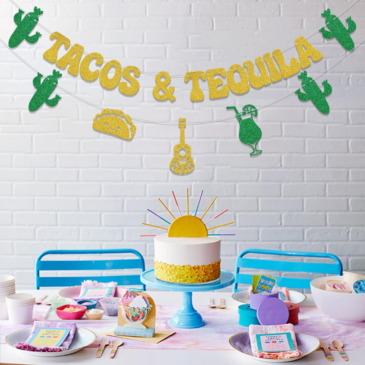 Tacos & Tequila Banner, Birthday Party Decor Sign For Tacos & Tequila Fiesta Party Decorations Supplies Gold Glitter - Image 5