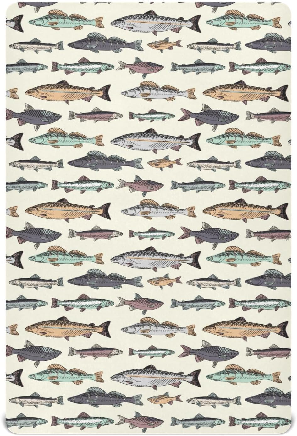Vintage Fishes Fitted Crib Sheet for Boys Girls Baby Crib Sheet Crib Mattress Sheet Breathable Crib Sheets for Pack N Play Mattresses,52 X 28 in