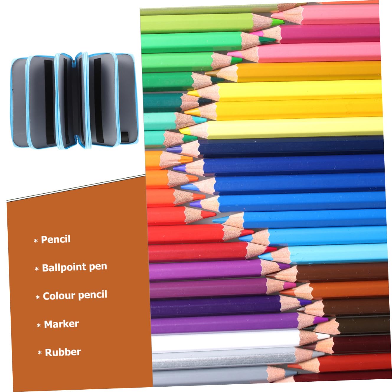 Astuccio Portamatite Grande Capacità Multistrato Blu Maniglia | Tessuto Oxford, Anelli Elastici e Zip, Astuccio Matite Arrotolabile per Scuola e Lavoro, Back To School Party