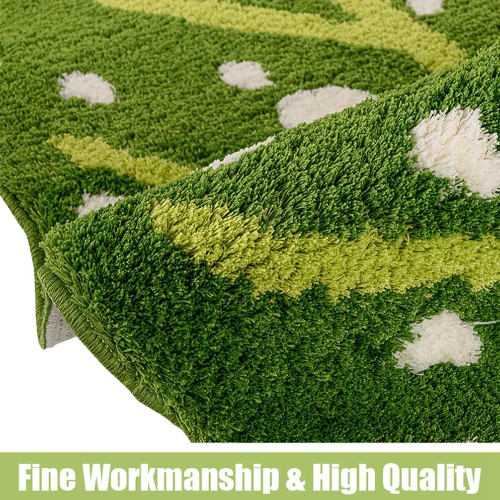 NIOKIT Green Leaf Bath Mat for Bathroom,Cute Monstera Absorbent Bathroom Rugs Soft Microfiber Plant Leaves Shower Mats Non-Slip Indoor Doormat Palm Shaped Area Rug for Bedroom,Living Room 20" x 45"