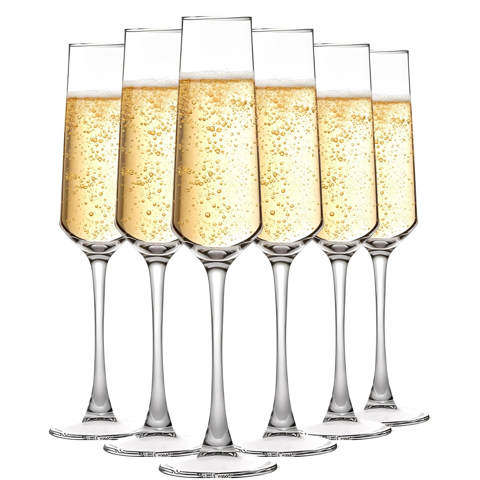 Gläser Set 6 eleganten 195ml Glas Champagner Flöten für Geburtstage Hochzeiten, klare Champagners Gläser perfekt für Feiern und Toasts Haltbare und stilvolle Champagners Gläser