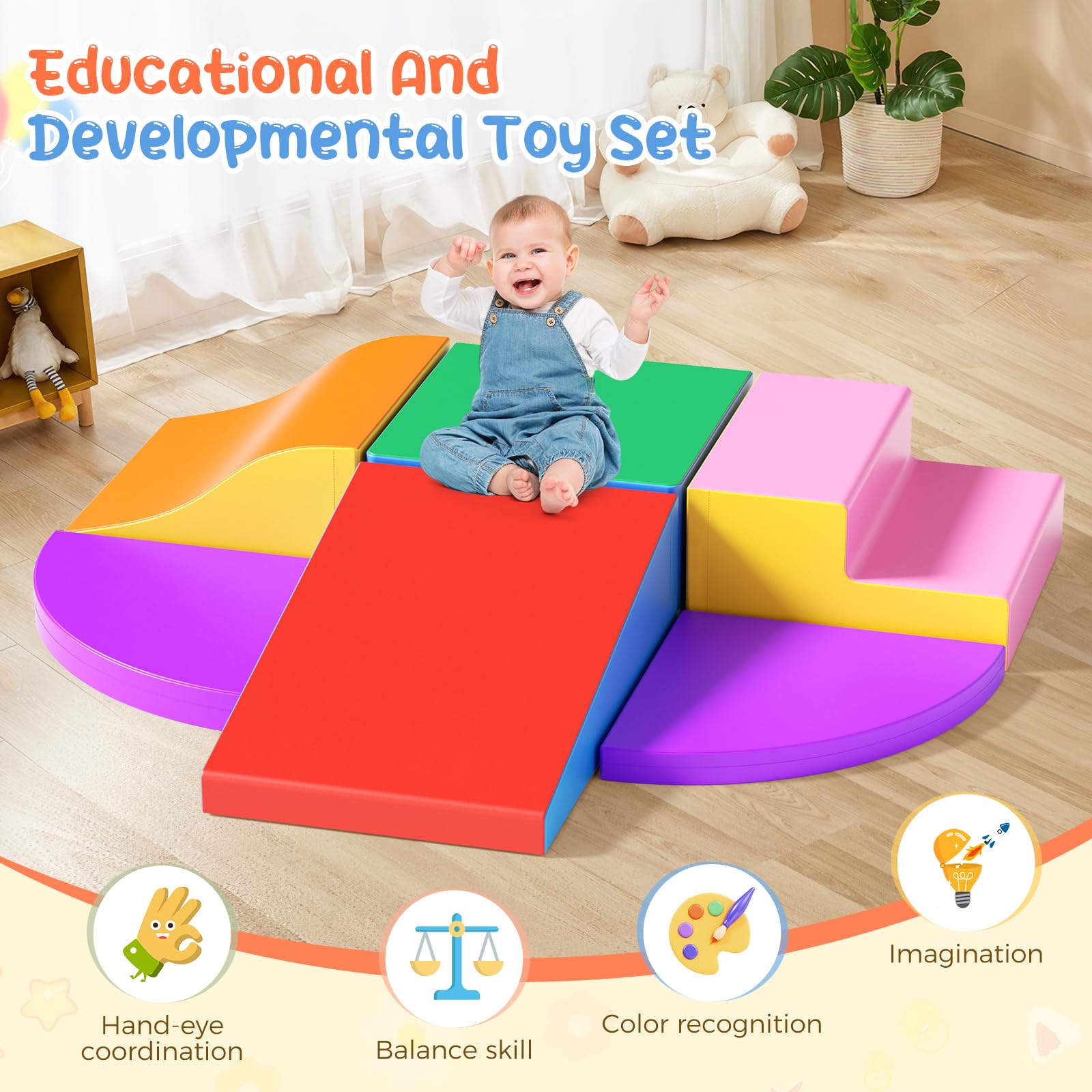 Lischwert Schaumstoffblöcke Ausstattung Softzone Formen Aktivität Mehrfarbiges Spielzeug für Kleinkinder (JM301-Color)