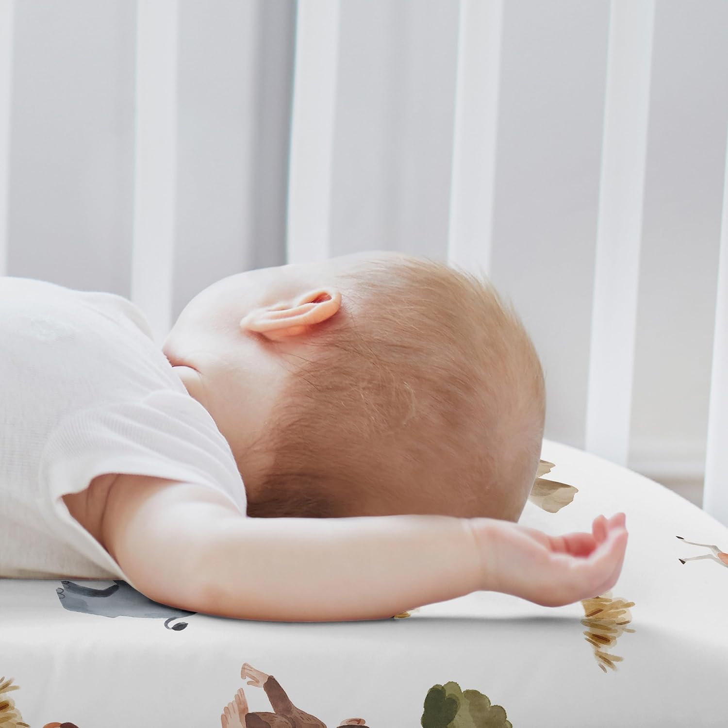 Sweet Jojo Designs 2-Piece Baby Bassinet Sheets Set (Jungle Safari Animals) for Boys or Girls, Infant Newborn Nursery, Oval, Rectangle & Hourglass Mattress (Boho, Mudcloth, Animal, Elephant, Monkey) - Image 3