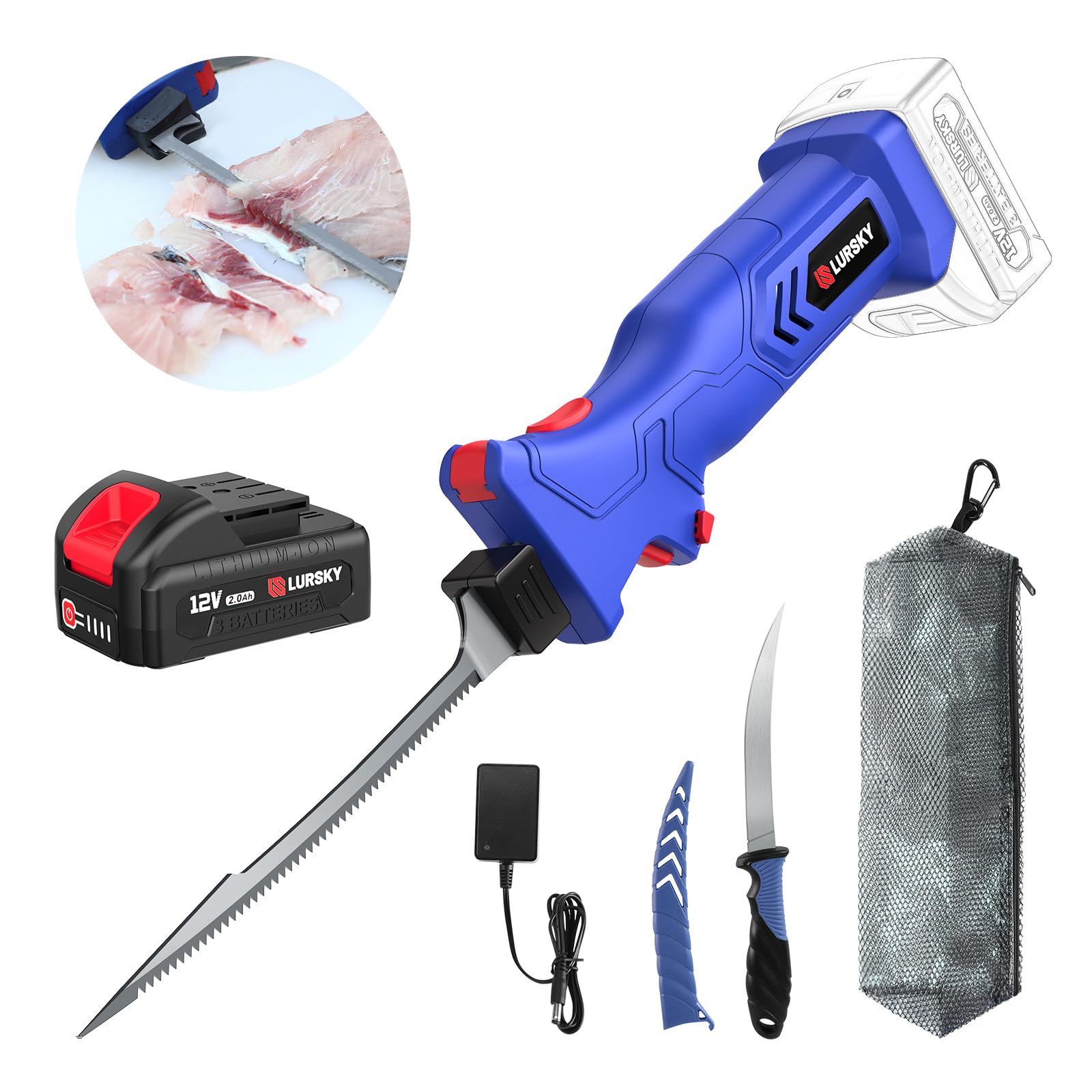 LURSKY Electric Fillet Knife Cordless Rechargeable
