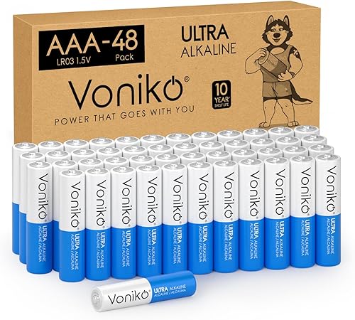 Vista 8 de Voniko - Pilas AAA de grado premium -Paquete de 600 - Batería alcalina triple A - Baterías de 1.5 V de larga duración, a prueba de fugas - Vida útil