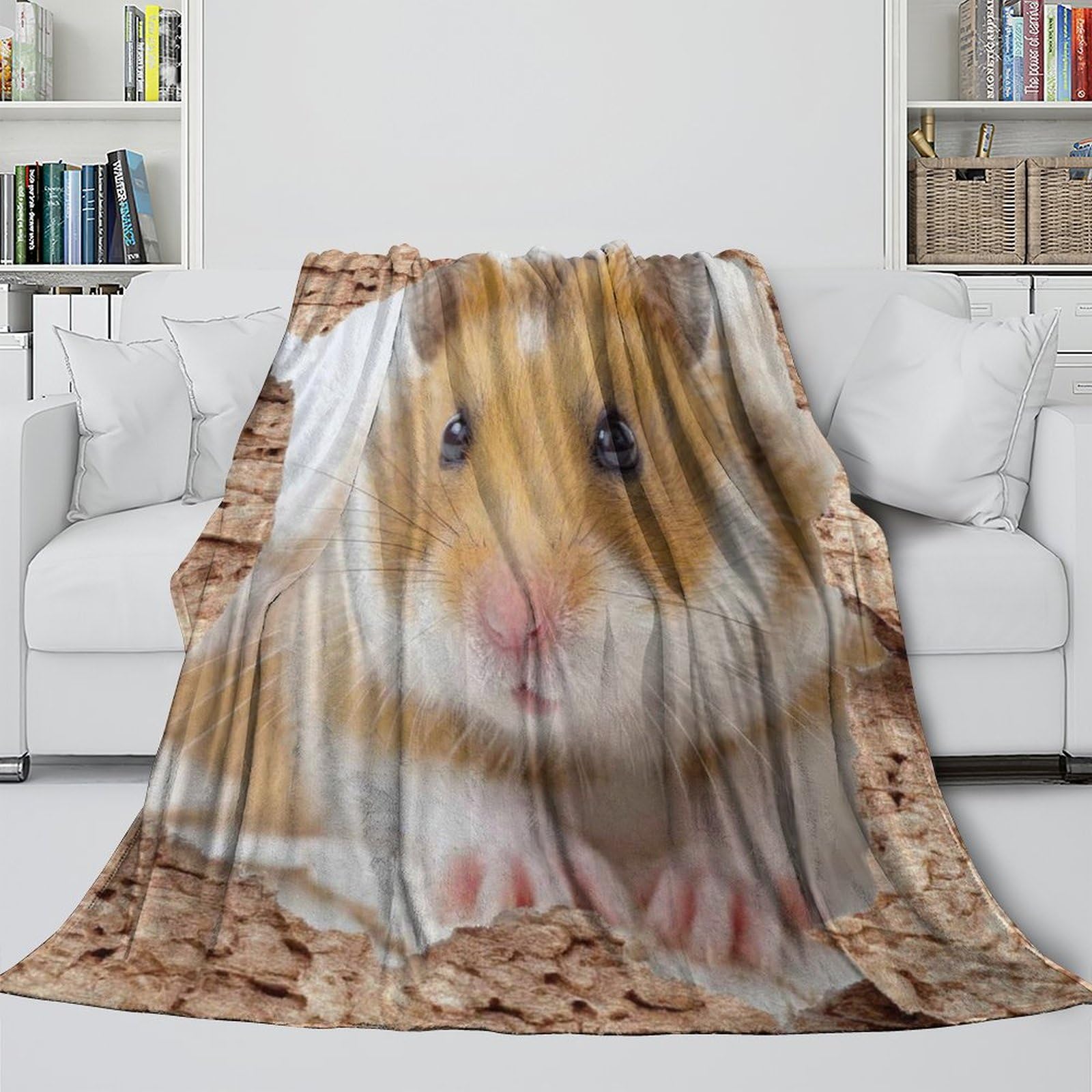 stampa 3D carino hamster coperta da viaggio microfibra biancheria da letto leggera e morbida plaid da viaggio compatto anti-pilling per viaggi animal fotografia 70×80inch(180x200cm)
