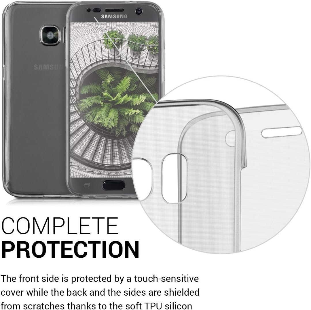 kwmobile Case Compatible with Samsung Galaxy S7 - Case Crystal Clear TPU Silicone Protective Cover Full Body Case - Transparent