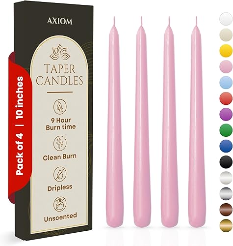 Miniatura 200 de Axiom Candles Velas altas sin goteo de 10 pulgadas sin perfume y sin humo, 9 horas de tiempo de combustión, velas cónicas para el hogar, cenas