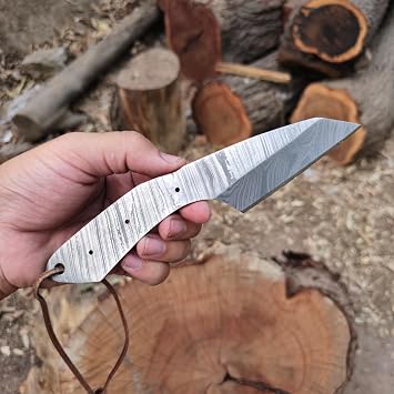 Kiridashi Knife Blank with Sheath Handmade Damascus Steel 3 inch Blade Right Hand Single Bevel Wood Working Crafting Marking Knife