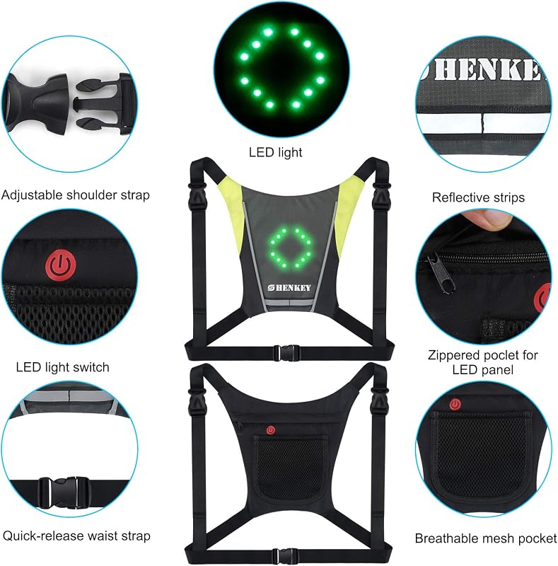 SHENKEY LED Irányjelzős Biztonsági Mellény Távirányítóval Vízálló USB Töltős