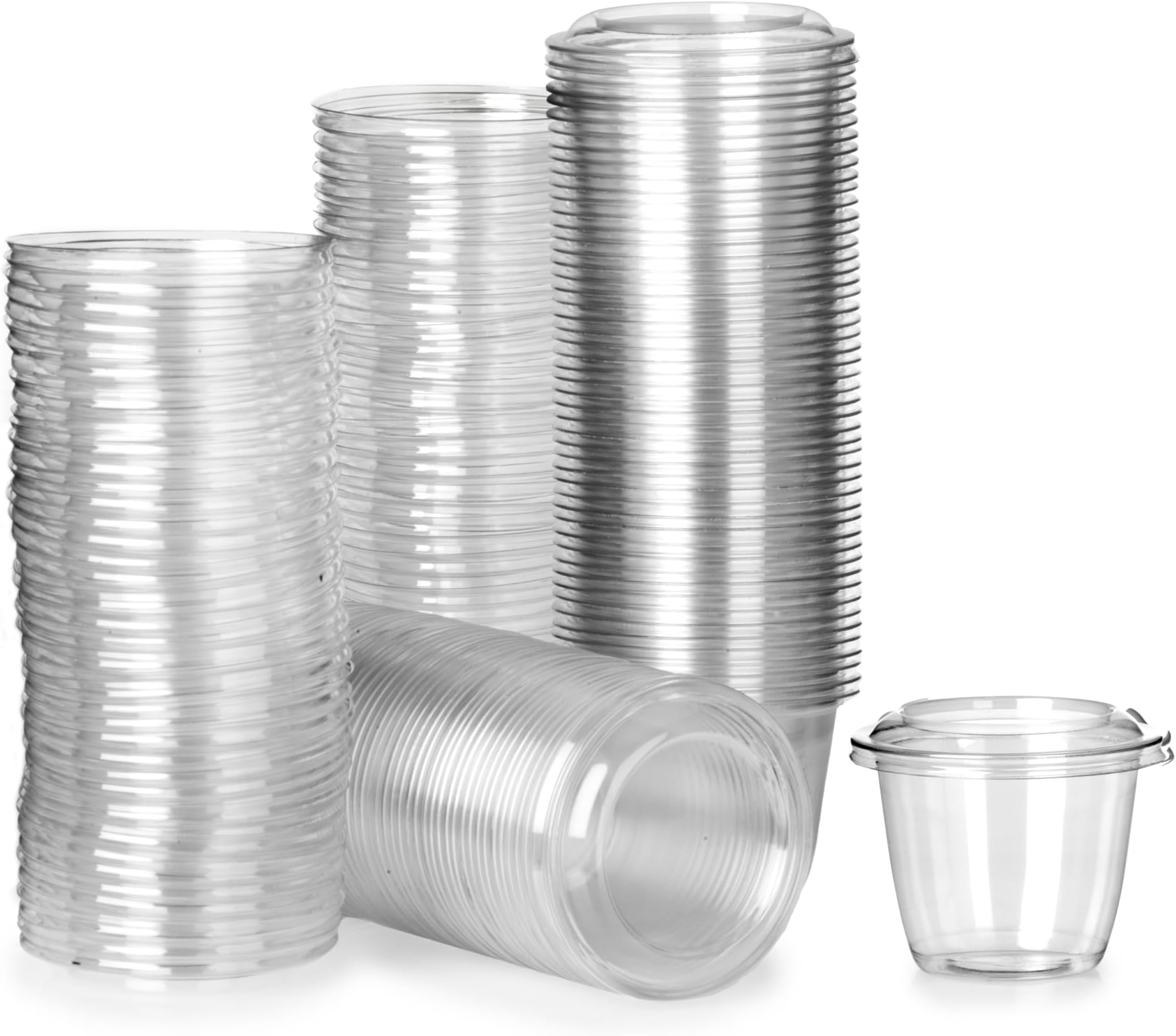 Signature Packaging100 Pack Small Plastic Takeaway Container with Lid - Perfect Sauce Pot - 4oz (7 Tablespoons)