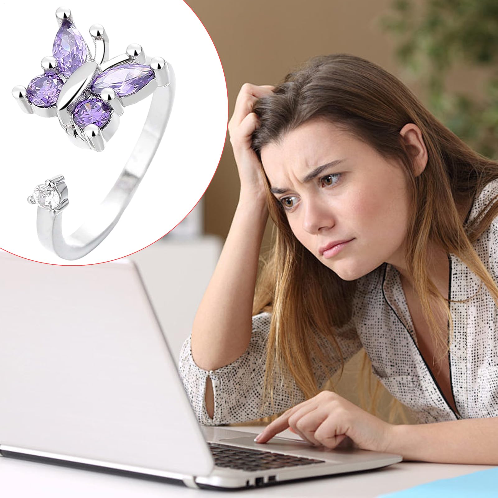 Anillos antiestrés Ajustables | Giratorio calmante para el Dedo, Accesorio para aliviar el estrés para Hombres y Mujeres, Oficina, Aula, Viajes, Trabajo, reuniones, Ideal para cumpleaños, día