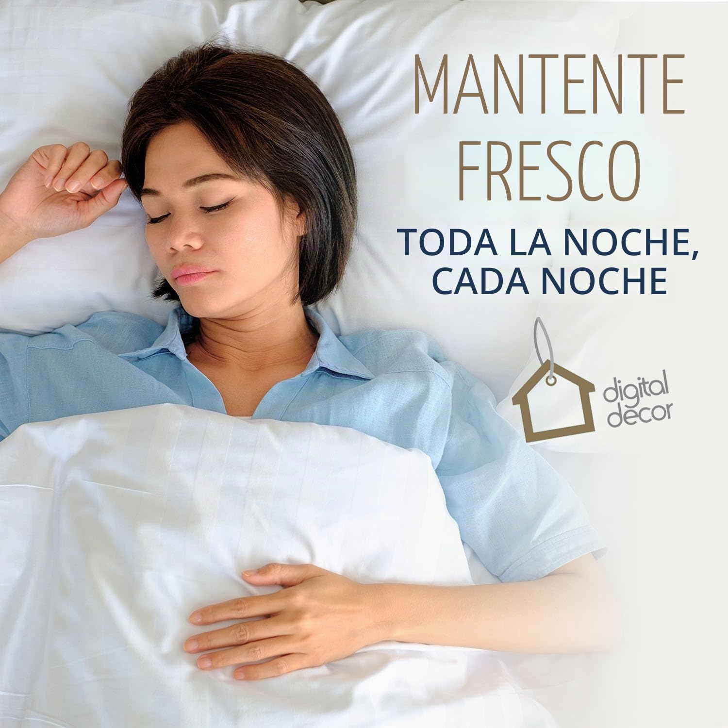 Digital Decor Juego de 2 Almohadas con Funda 100% de algodón y Relleno de Microfibra Hueca con Tacto de plumón, como Las utilizadas en hoteles. Fabricadas en Estados Unidos. 3 Niveles de firmeza