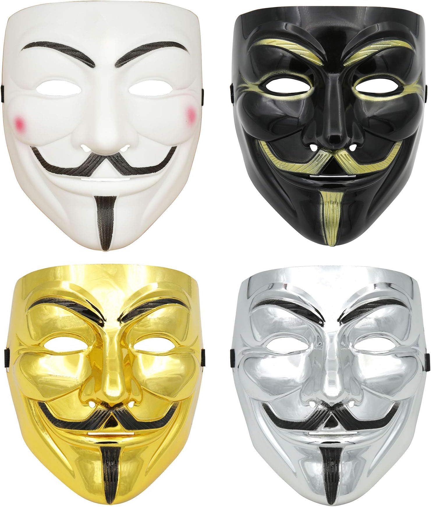 A9TEN DukeTea 4 Pack Hacker Mask for Kids, Anonymous Mask Halloween Costume Cosplay Masquerade Party