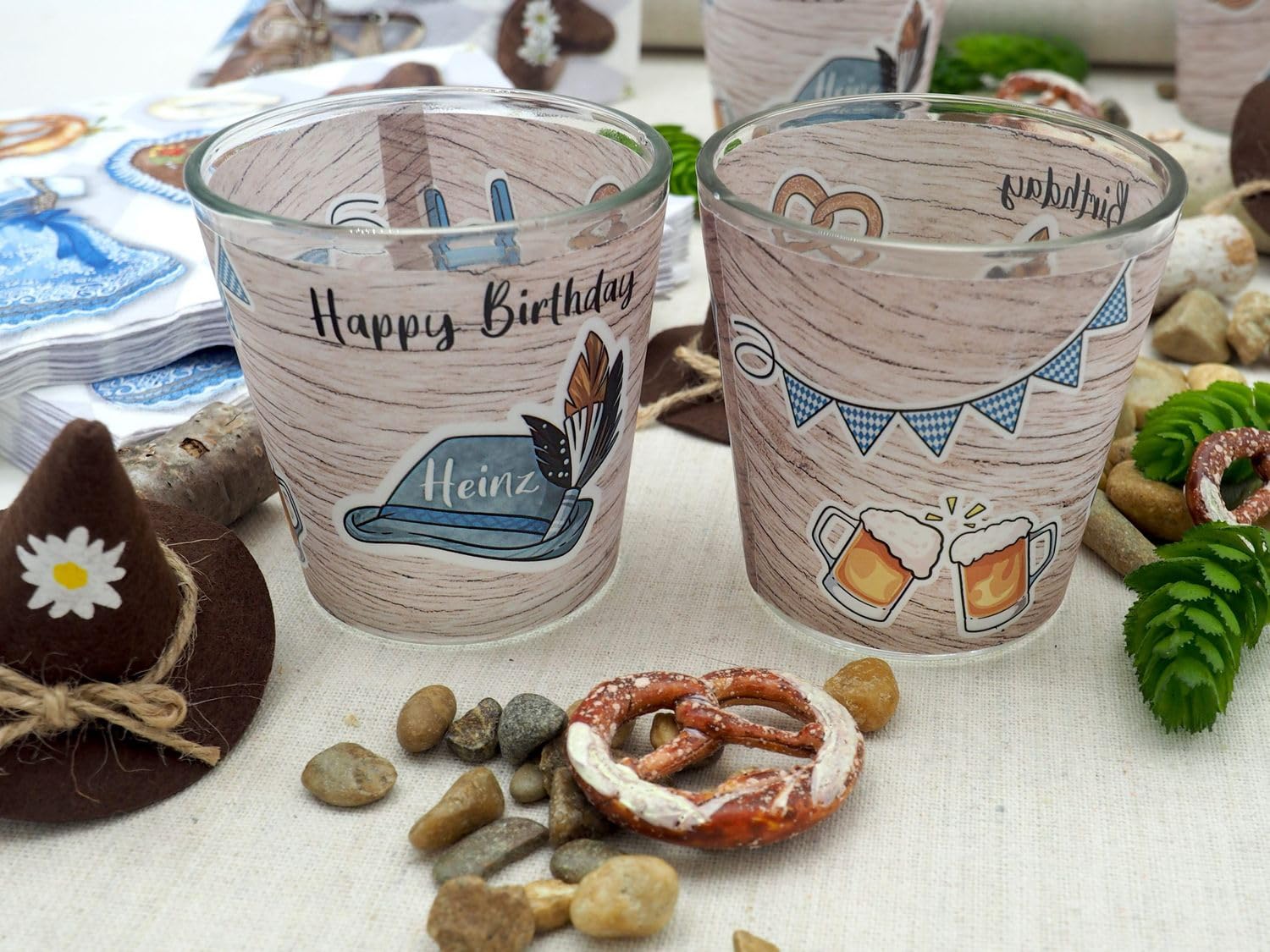 Oktoberfest Deko-Set Bayrisch Mann Tischdeko Oktoberfest Geburtstag Motto Wiesn-Party personalisierte Windlichter