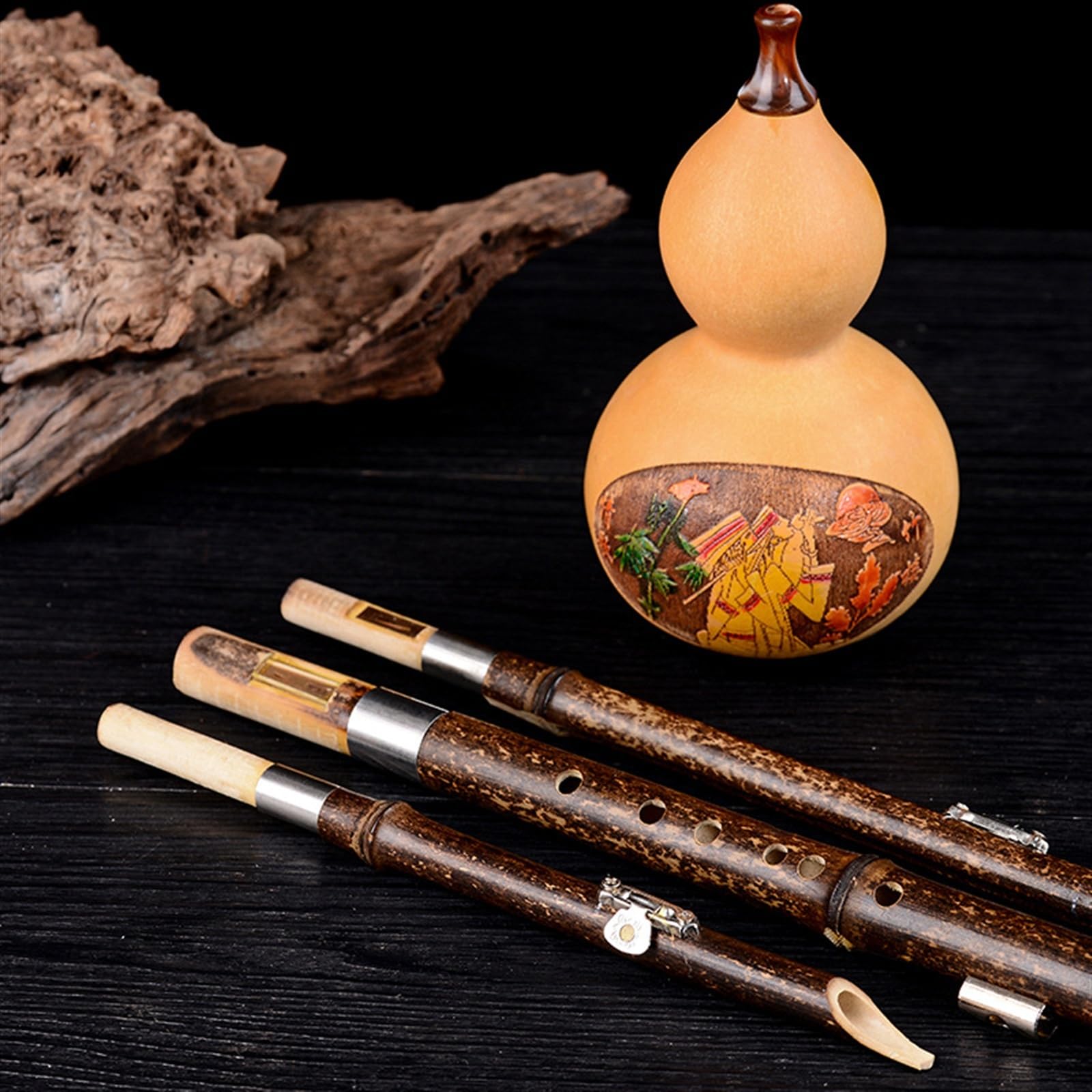 Chinesisches Nationales Blasinstrument Hulusi, Dreifarbige, Abnehmbare Kürbisflöte Professional Hulusi (Color : C key)