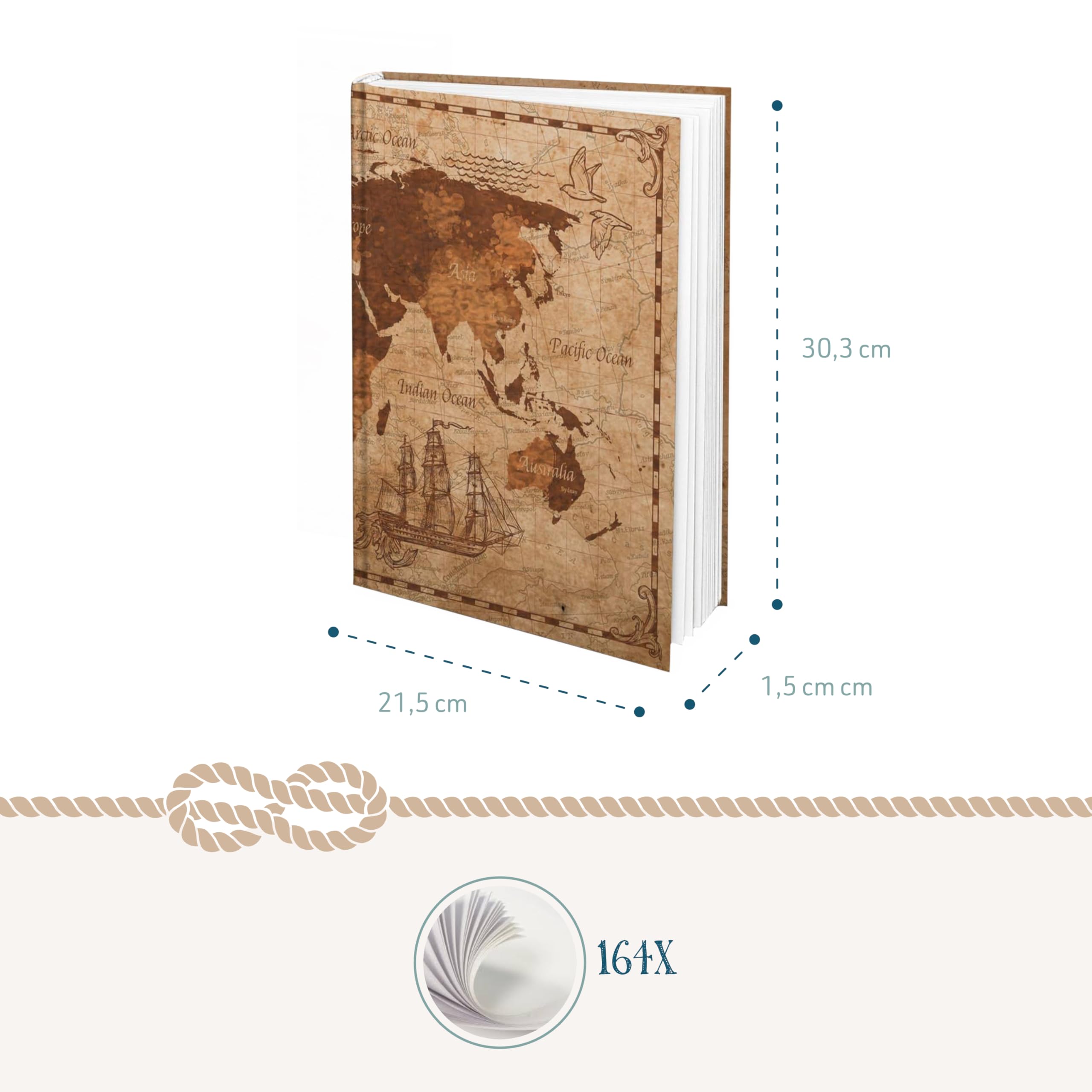 Logbuch-Verlag Notitieboek A4 liggend formaat vintage leeg boek witte
