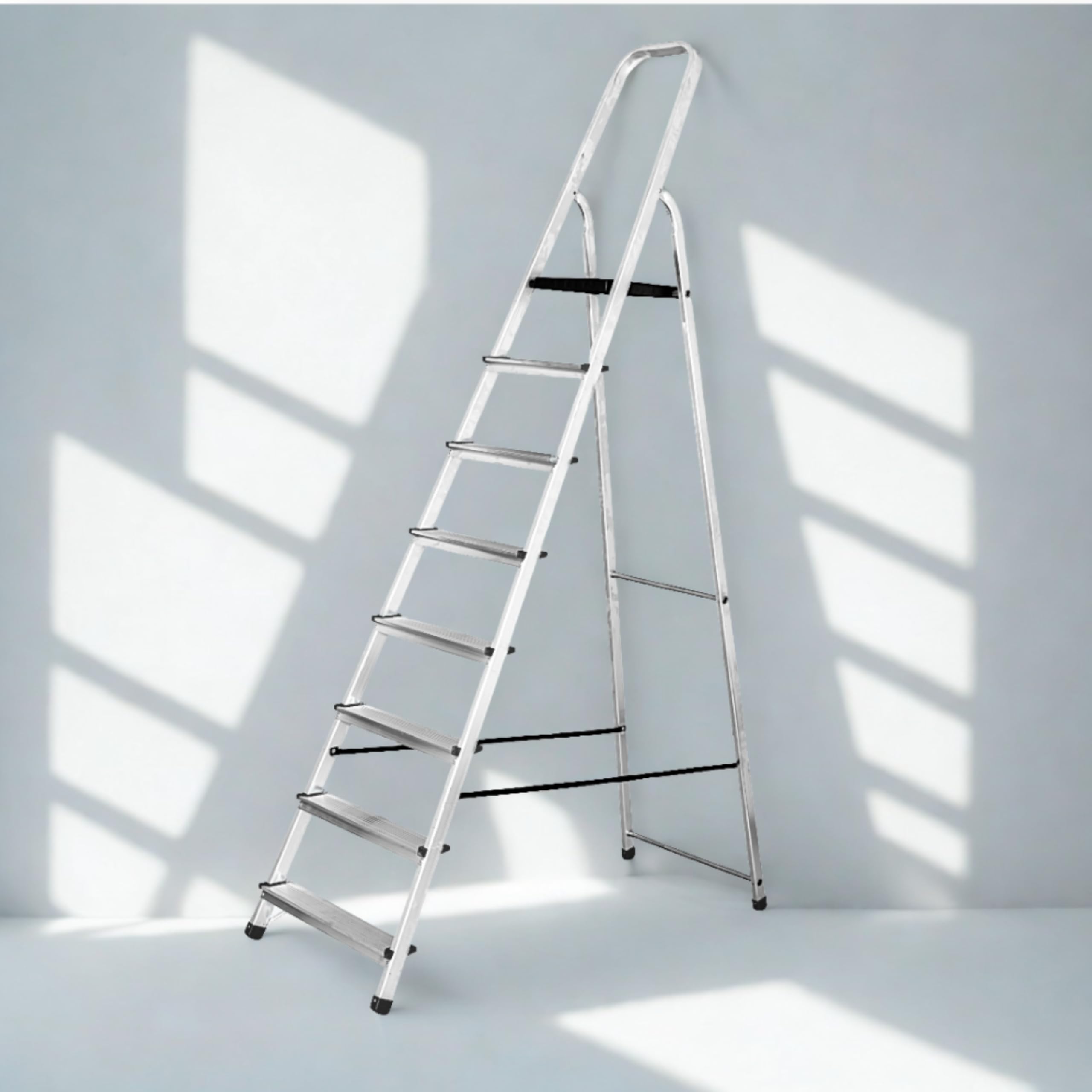 MYPRO Aluminium Step Ladder, Lightweight,Portable, Heavy Duty Platform Steps, 3 4 5 6 7 8 Step,EN131 Certified, 150KG Capacity, Ideal for Trade & DIY (8 Tread)