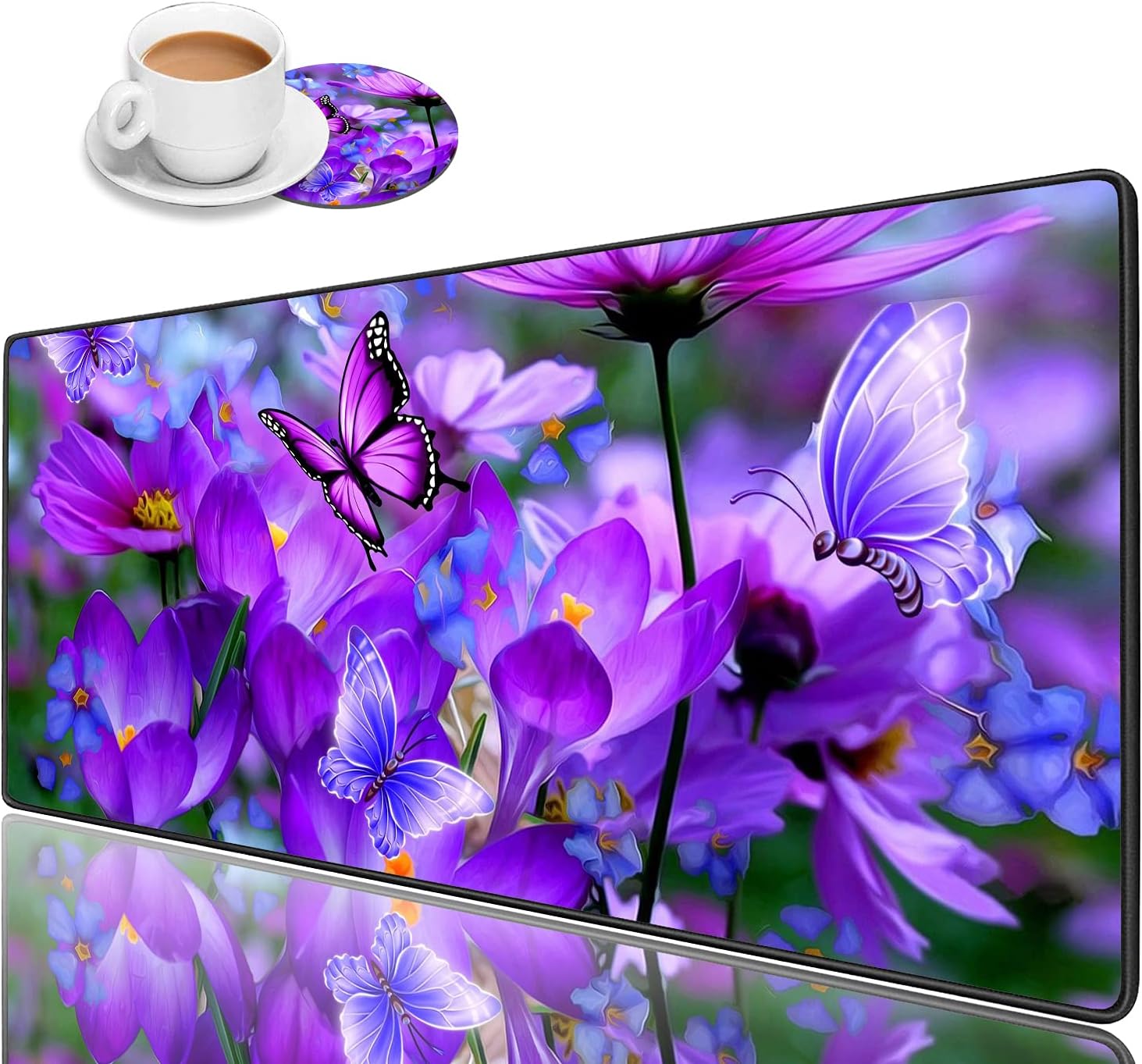 Luasao Desk Pad Mat Gaming Mouse Pads with Coasters