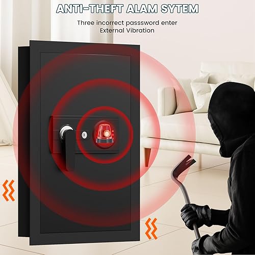 Miniatura 4 de Cajas fuertes de pared resistentes al fuego de 25.6 pulgadas entre los pernos de 16 pulgadas caja fuerte oculta resistente con teclado digital, 2