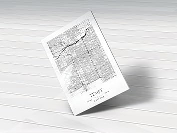 MG Global Black & White Hanging Canvas Print of Tempe Arizona Az | 8x12 12x18 16x24 20x30 24x36 Minimalism Hometown City Wall Art for Gift | Minimalist Home Office Modern Decor
