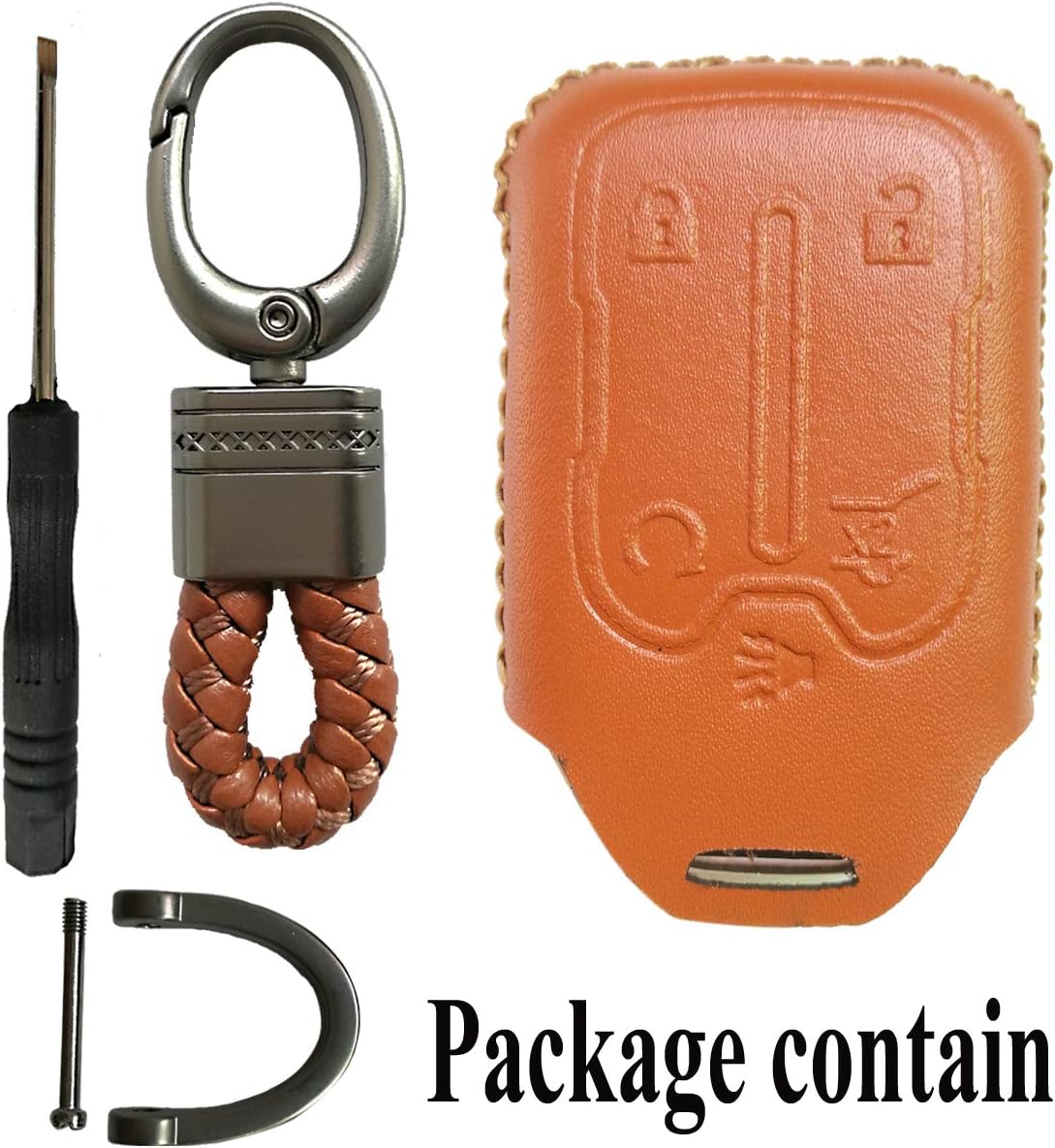 Alegender 5Btn Leather Cover Case Fob Holder Bag Remote Keyless Jacket for GMC Acadia Terrain Yukon Chevy Suburban Tahoe HYQ1AA 13584502 1551A-AA Brown