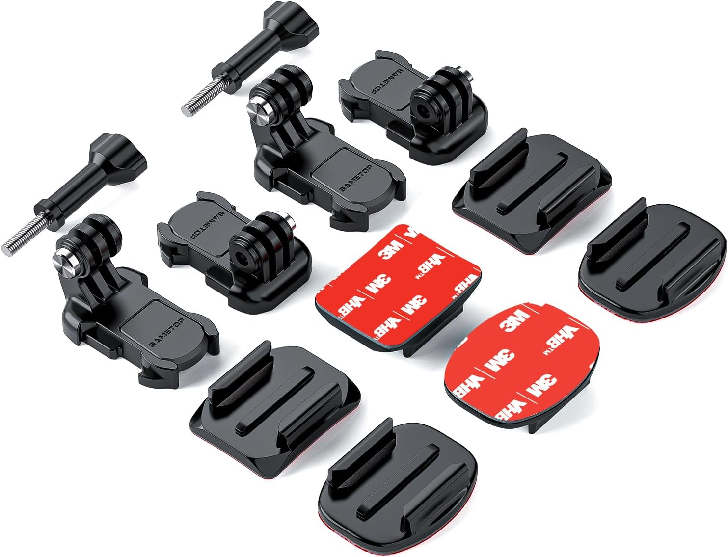 Helmet Sticky Mounts Adhesive Buckle Mount Screw Accessory Kit Compatible with GoPro Hero 13 12 11 10 Max 9 8 7 6 5 Session DJI Osmo Insta360 AKASO Action Cameras (12 in 1)