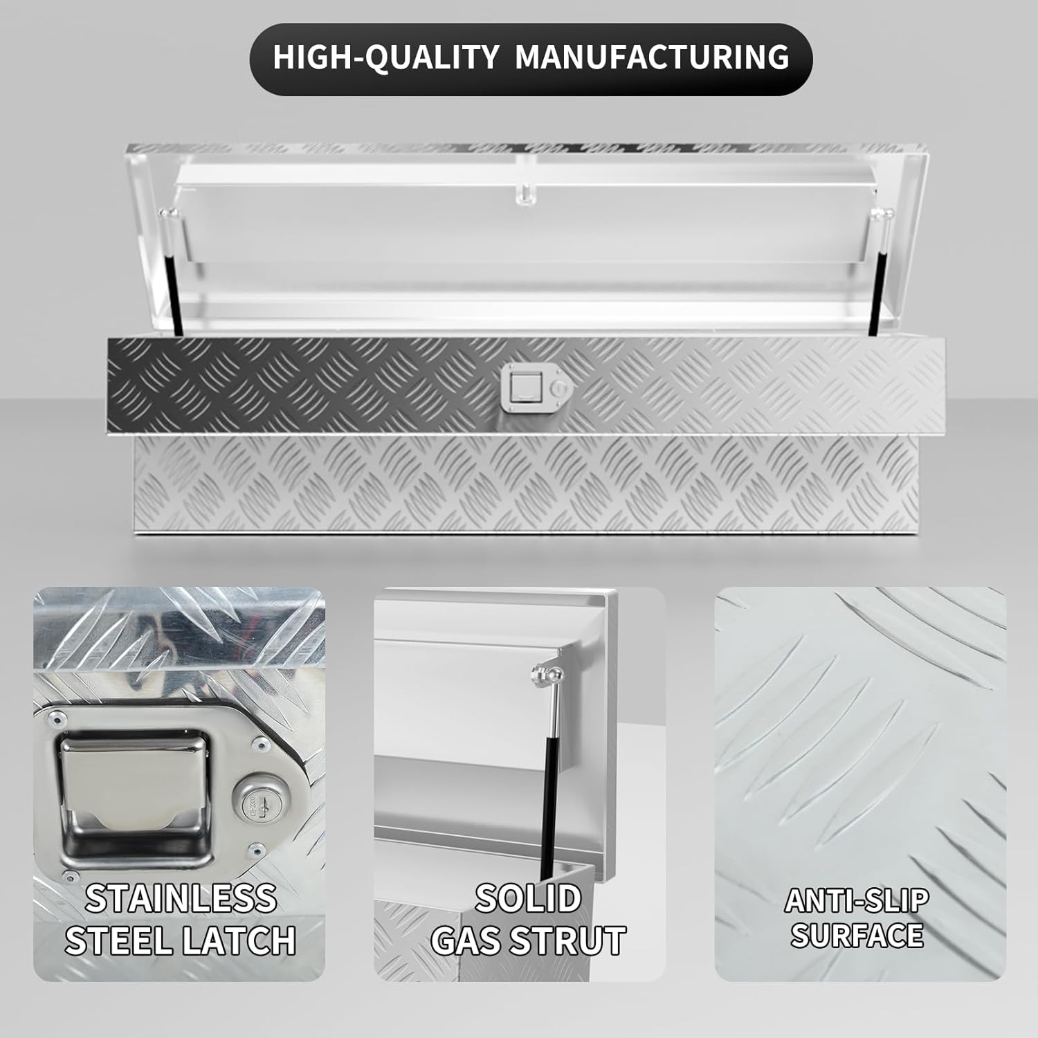 48 inch Side Mount Truck Tool Box,Aluminum Tool Box for Pickup Truck Bed w/Lock and Keys,Extra Storage Box-48 X 12 X 12 inch,Silver