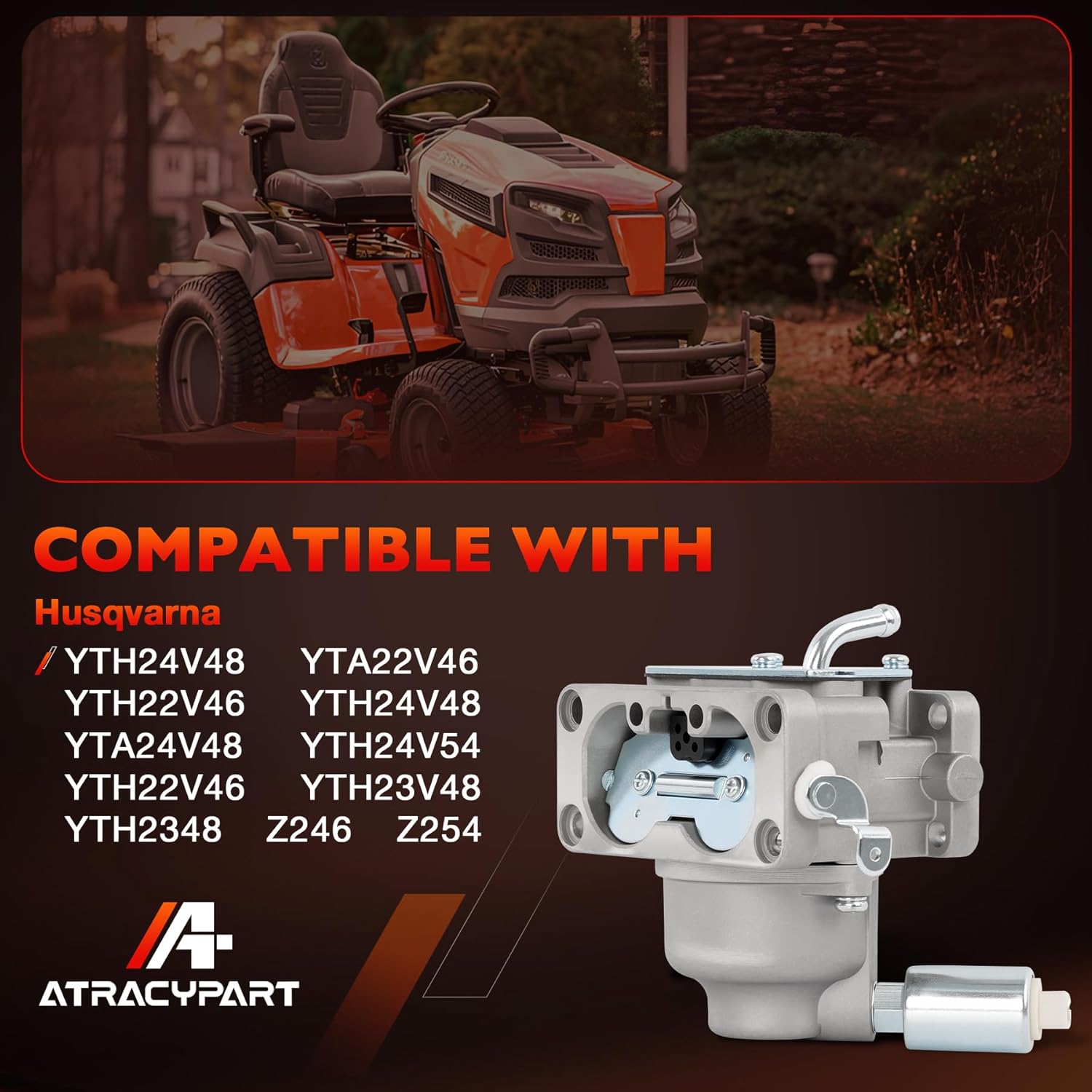 Carburetor Compatible with Husqvarna Riding Lawn Mower YTH24V48, YTA22V46, YTH22V46 & 46"/48" Deck Briggs & Stratton 20–26HP V-Twin Engines