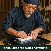 Vista 6 de Sharp Pebble Large Flattening Stone- Dual Grit Coarse/Fine Sharpening Stones Flattener- Diamond Grooves Whetstone Fixer-Re Level Any Whetstones &