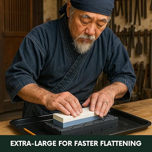 Miniatura 6 de Sharp Pebble Piedra de aplanamiento grande - Piedras de afilar gruesas y finas de grano dual, flattener, ranuras de diamante, fijador de piedra de