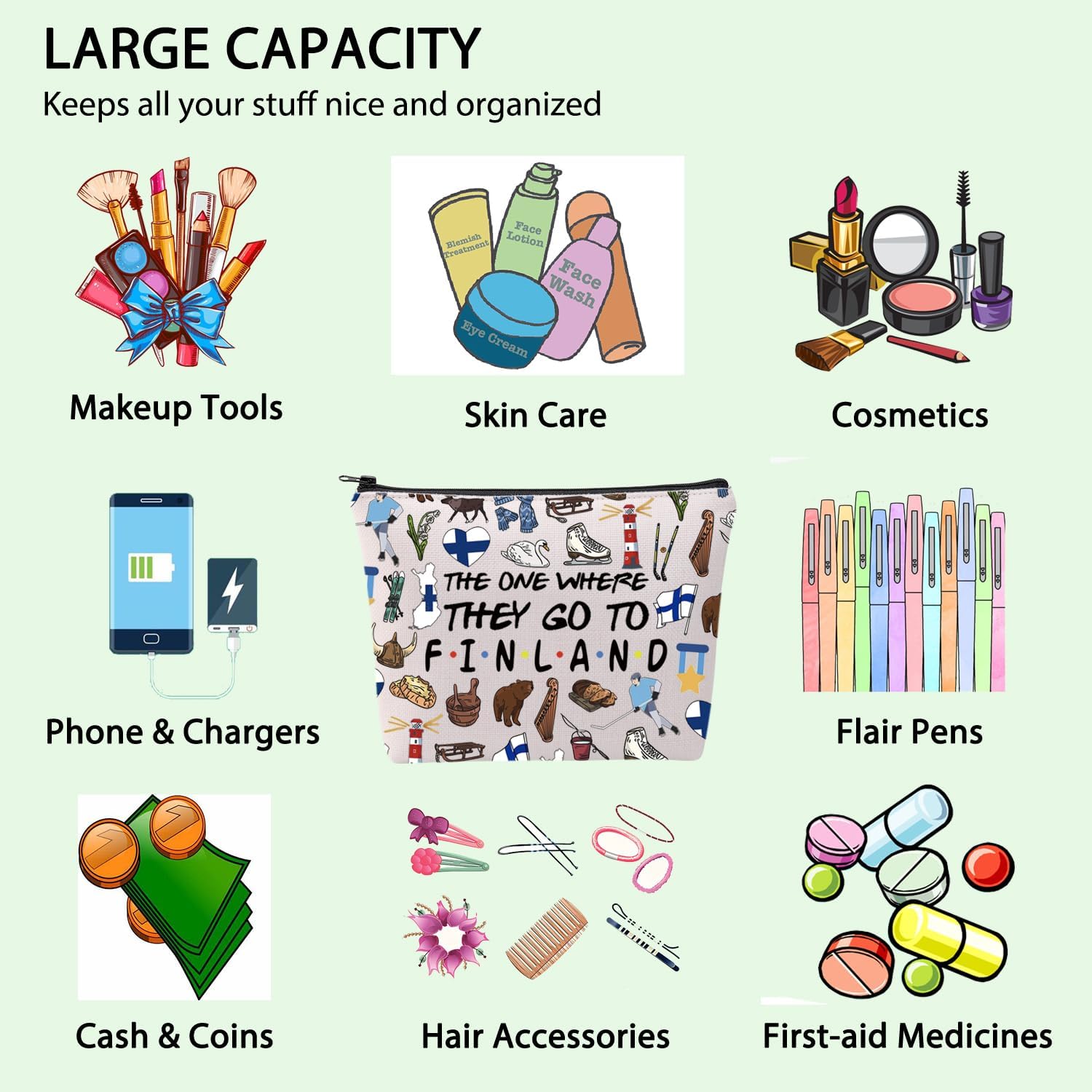 FOTAP Finland Trip Makeup Bag Finnish Travel Gift Finland Souvenir Gift Finland Travel Bag Housewarming Gift (FINLAND) - Image 5