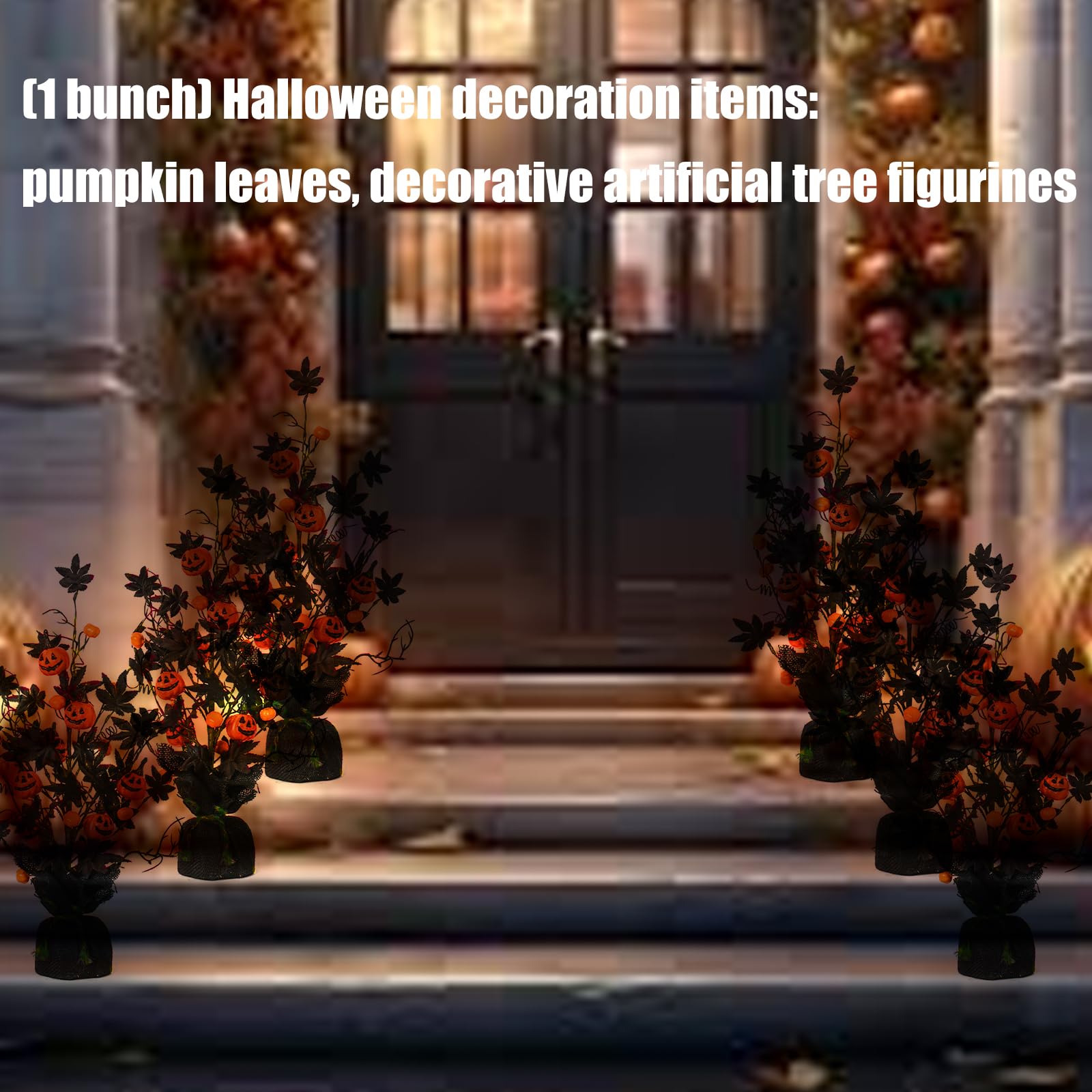 Decorazione artificiale per albero di Halloween, con zucche e foglie di acero nero, per feste in casa e da tavolo