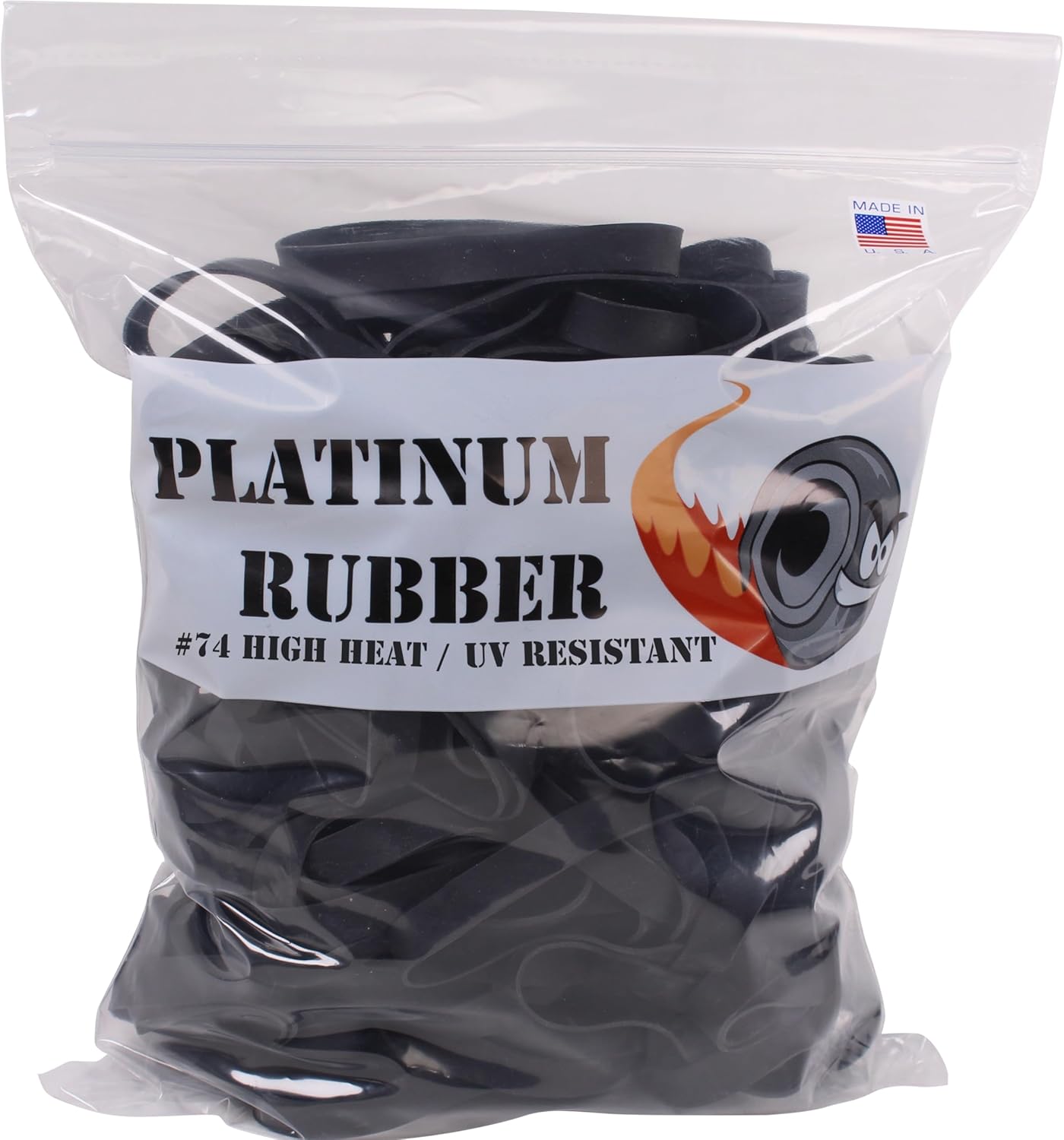 Black #74 Large Premium Outdoor Rubberbands .375 inch Wide, Made in USA, High Heat UV Resistant Platinum Rubber Crepe Band Approx. 200 per LB, 50 per 1/4lb (3-1/2" Long x 3/8" W) (5, Pounds)