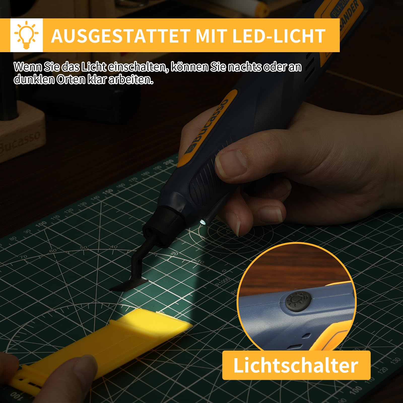 Schnurloser Stiftschleifer, 5 Geschwindigkeiten und USB-Aufladung mit LED-Licht, Mehrzweck-Elektrowerkzeug, Mini-Schleifmaschine zum Schleifen, Polieren, Finishen, DIY-Handwerk