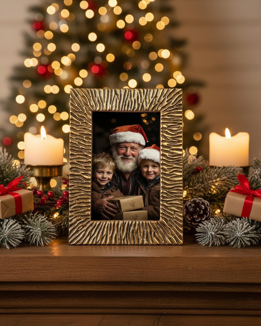 4x6 Gold Metal Picture Frame – Handcrafted Antique Gold Photo Holder for Tabletop or Wall Display – Elegant Home Décor & Ideal for Everyday and Holiday Gifting