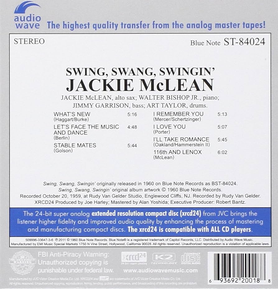 ジャッキー・マクリーン SWING SWANG SWINGIN' レコード Amazon.co.jp: Swing, Swang, Swingin: ミュージック