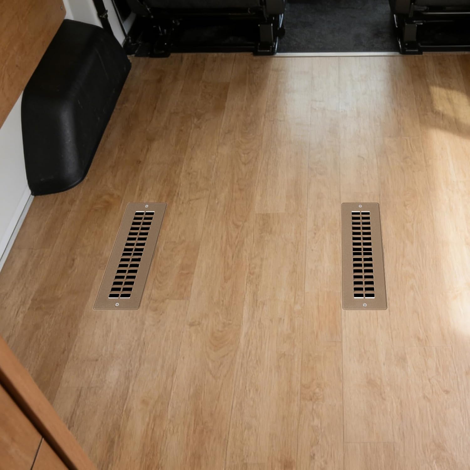 Calvana 2 Pack RV Floor Register, Undampered Stationary Vent Cover with Screws, Plastic Composite, Non-Adjustable, 2-1/4" x 10-1/8" Insert, Beige