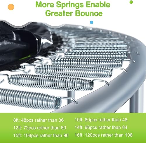 Miniatura 35 de Zupapa Trampolín de 16, 15, 14, 12, 10 pies, con red de seguridad y escalera antideslizante, garantía de calidad de 10 años, perfecto para niños